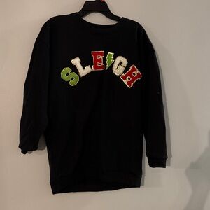 Black Sweater with Colorful Lettering